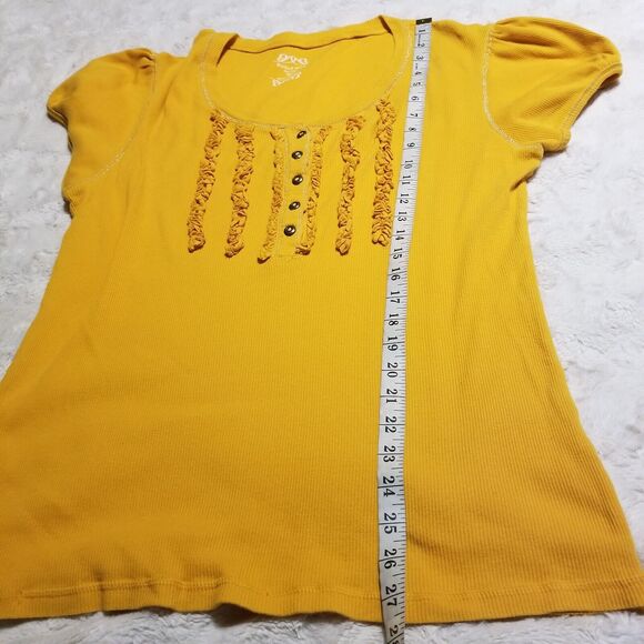 Vintage Top Women’s Plus Size 3X Orange Short Sleeve Ruffled 90s Y2K Ribbed - Picture 8 of 10